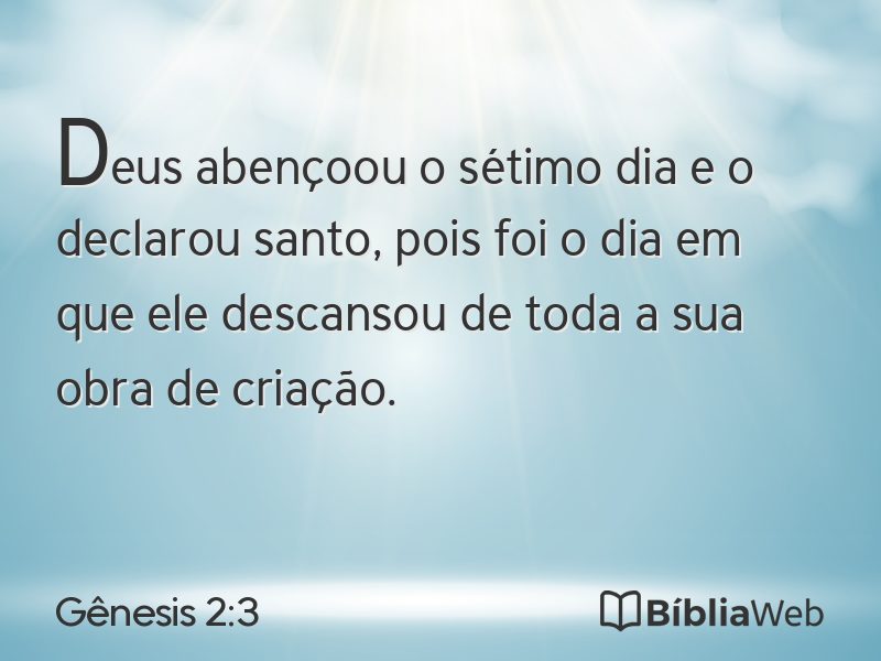 Gênesis 2:3 em imagem para compartilhar