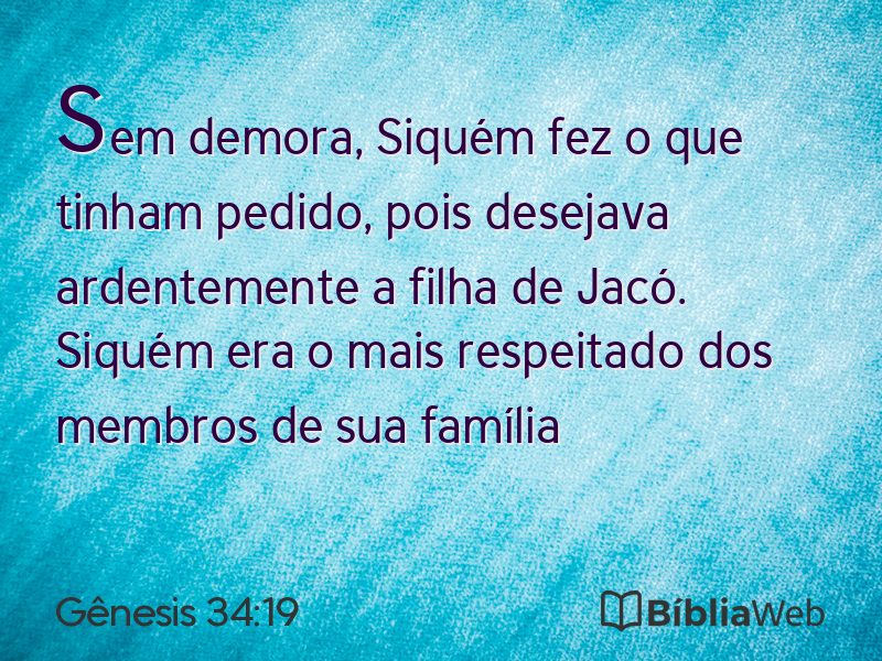 Gênesis 34:19 em imagem para compartilhar