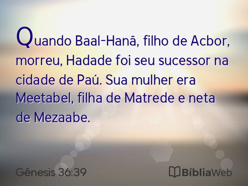 Gênesis 36:39 em imagem para compartilhar