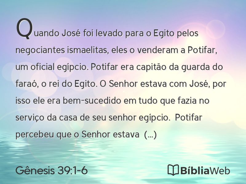 Gênesis 39:1-6 em imagem para compartilhar