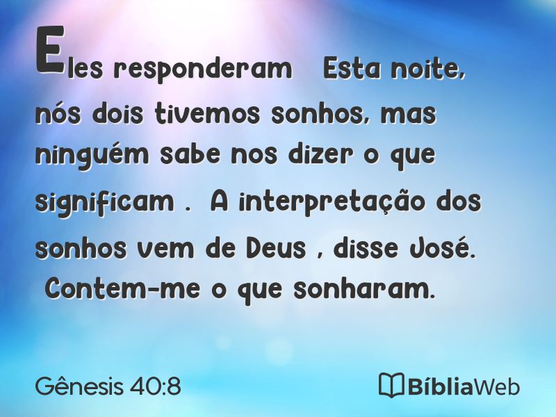 Gênesis 40:8 em imagem para compartilhar