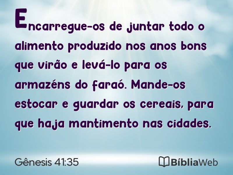Gênesis 41:35 em imagem para compartilhar