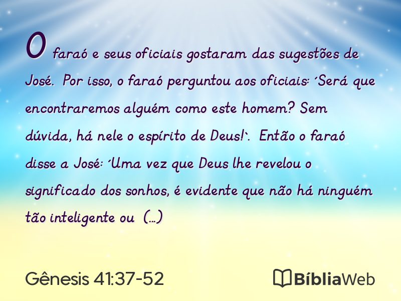 Gênesis 41:37-52 em imagem para compartilhar