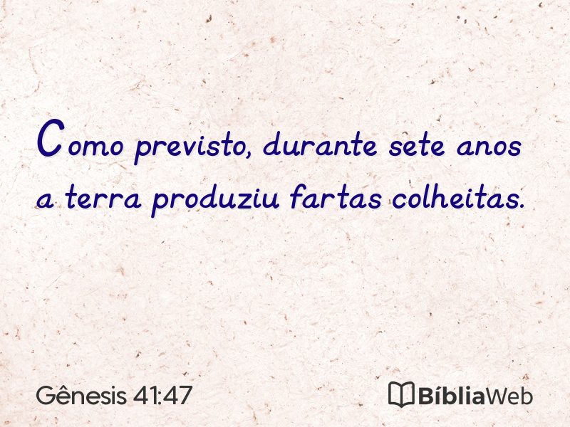 Gênesis 41:47 em imagem para compartilhar
