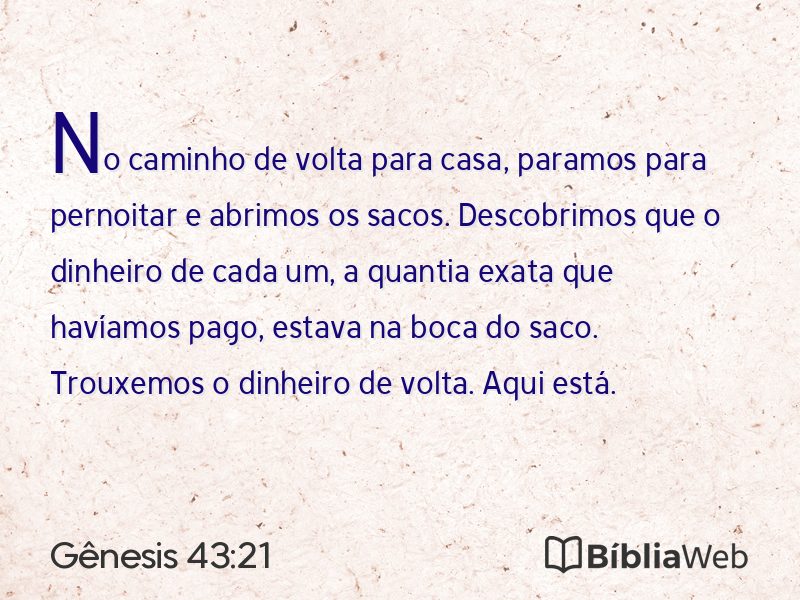 Gênesis 43:21 em imagem para compartilhar