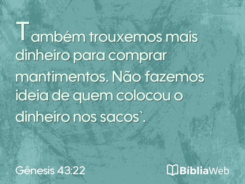 Gênesis 43:22 em imagem para compartilhar