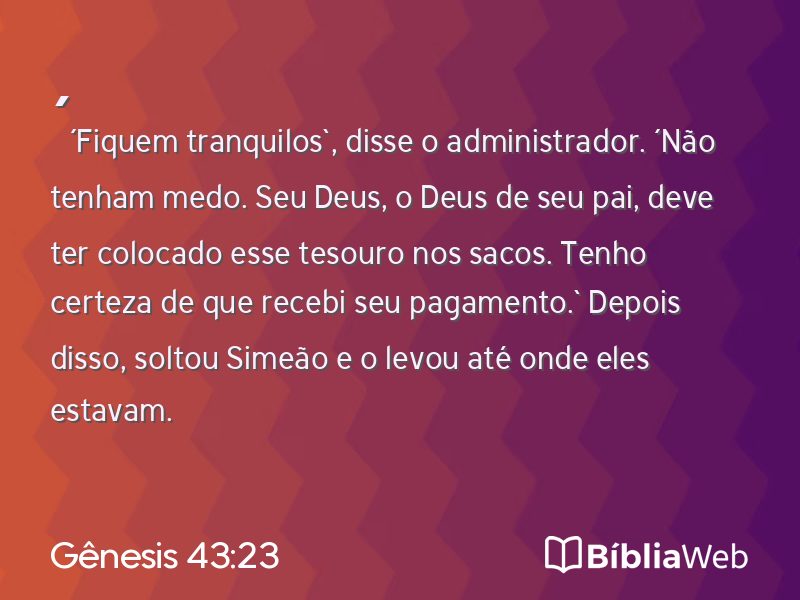 Gênesis 43:23 em imagem para compartilhar