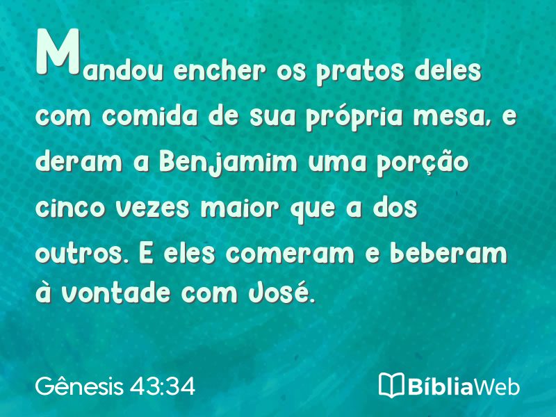 Gênesis 43:34 em imagem para compartilhar