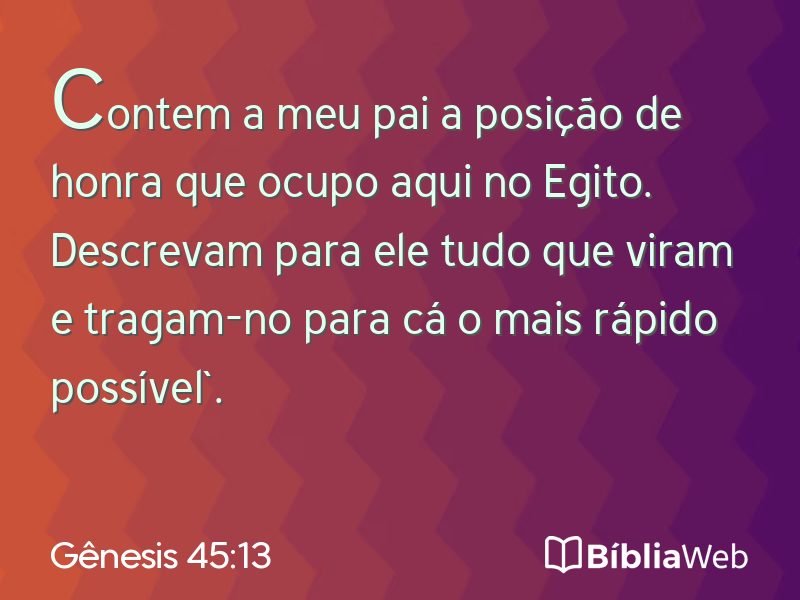 Gênesis 45:13 em imagem para compartilhar