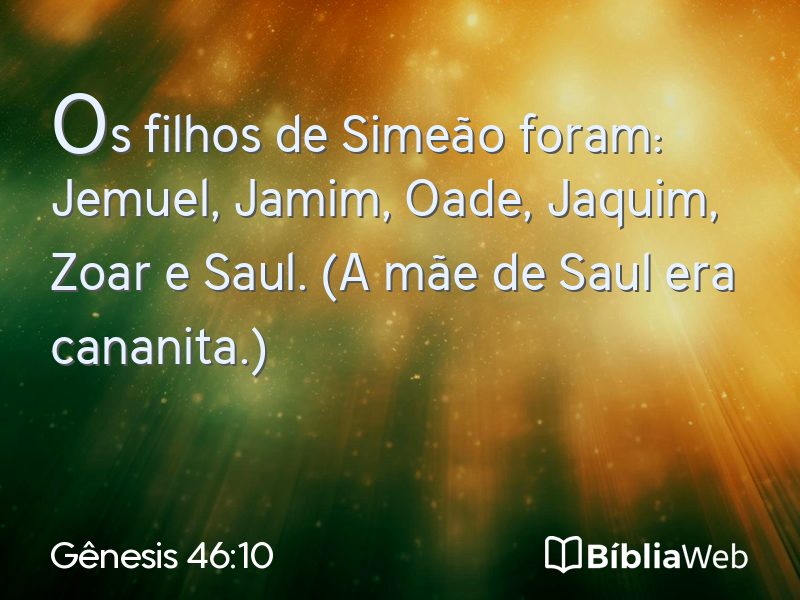 Gênesis 46:10 em imagem para compartilhar