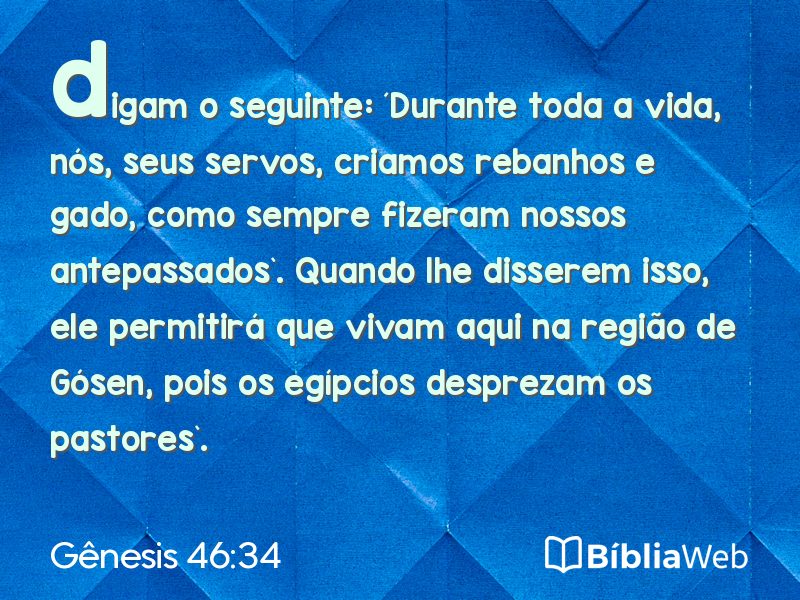 Gênesis 46:34 em imagem para compartilhar