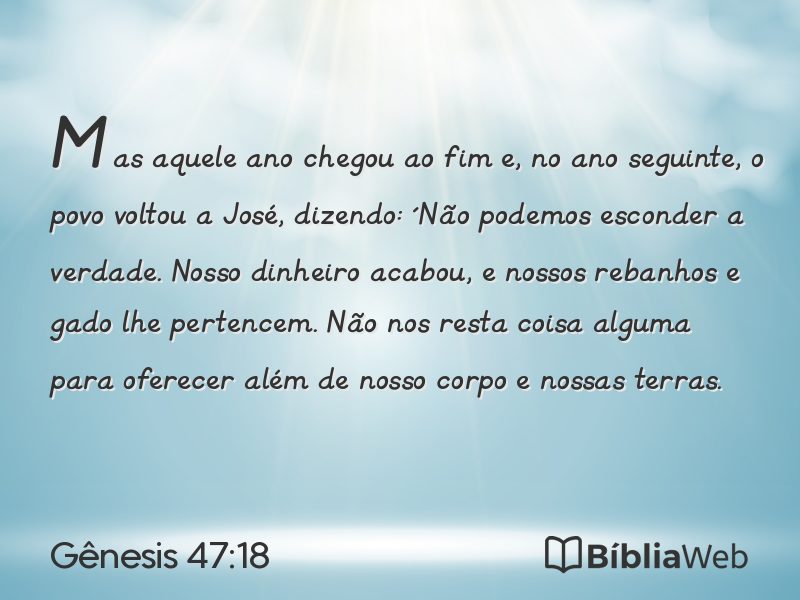 Gênesis 47:18 em imagem para compartilhar