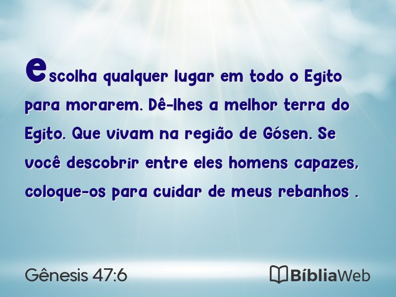 Gênesis 47:6 em imagem para compartilhar