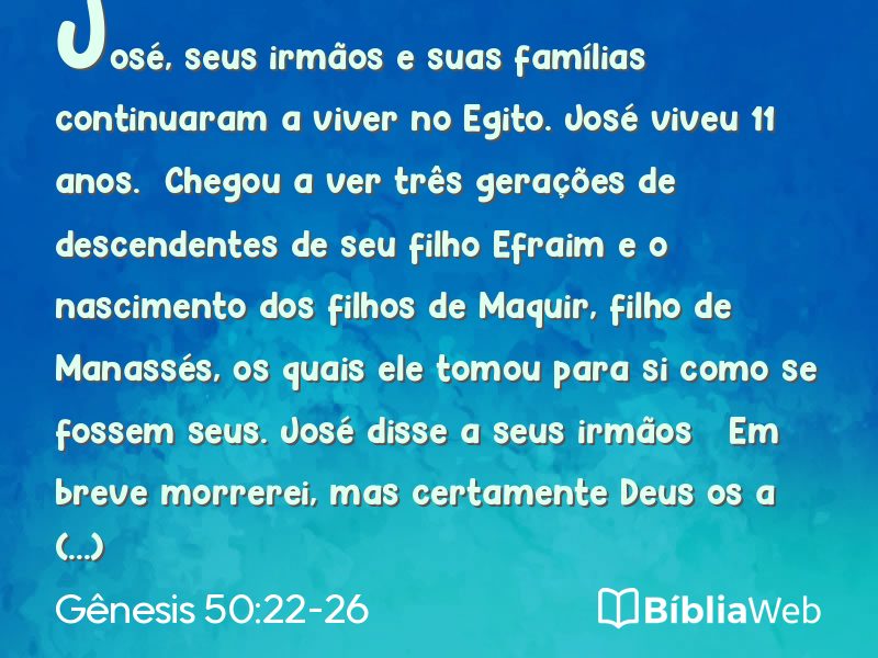 Gênesis 50:22-26 em imagem para compartilhar
