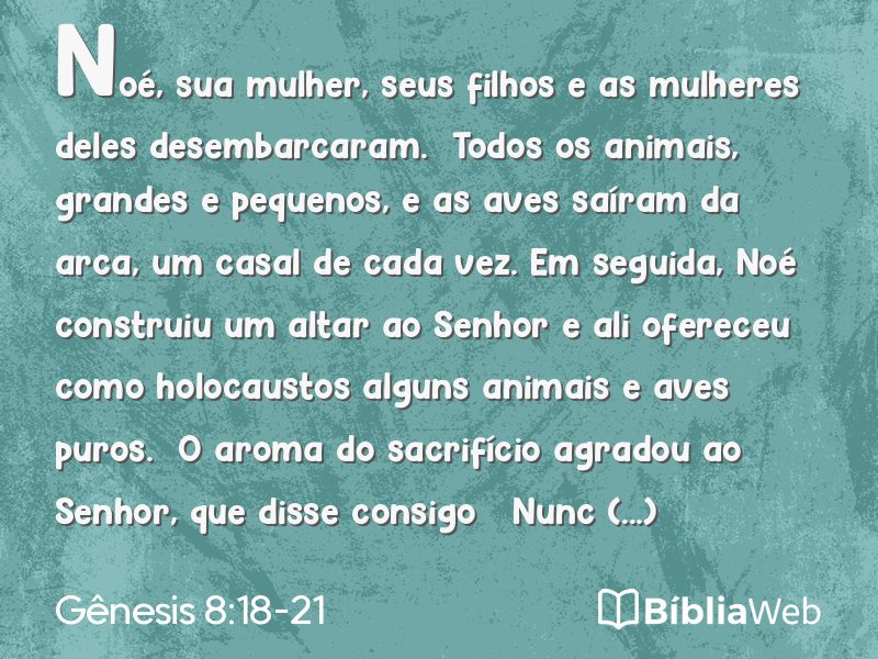Gênesis 8:18-21 em imagem para compartilhar