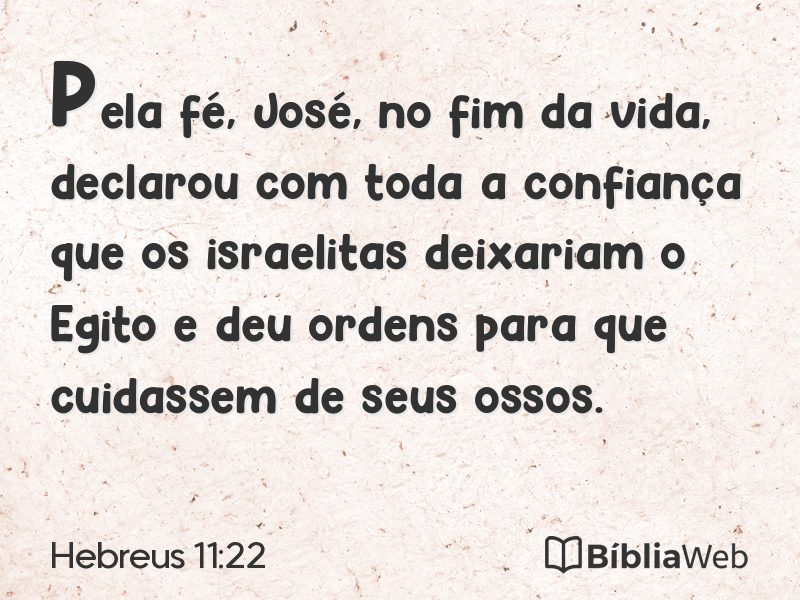 Hebreus 11:22 em imagem para compartilhar