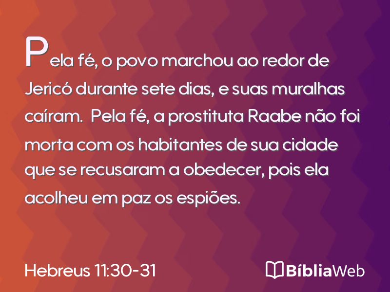 Hebreus 11:30-31 em imagem para compartilhar