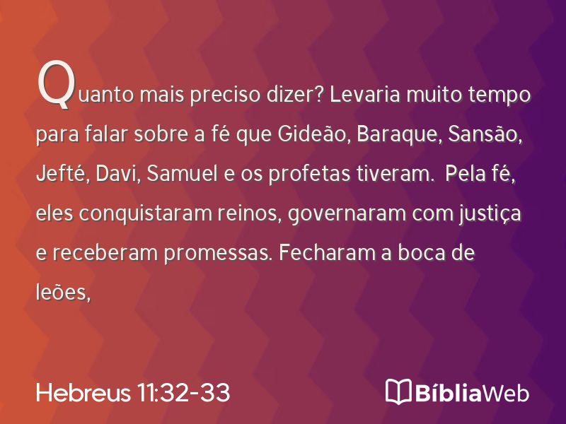 Hebreus 11:32-33 em imagem para compartilhar