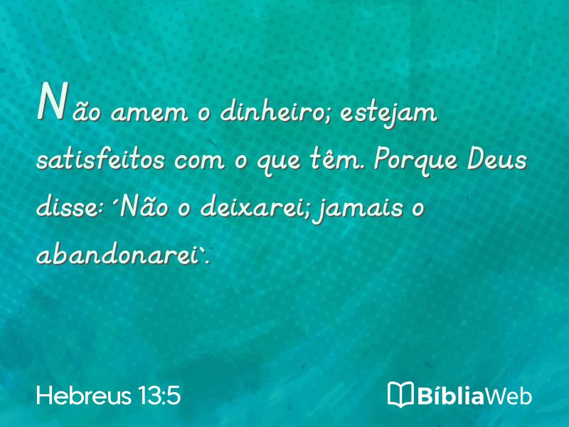 Hebreus 13:5 em imagem para compartilhar