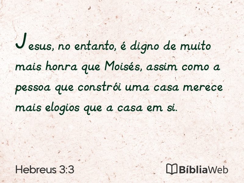 Hebreus 3:3 em imagem para compartilhar