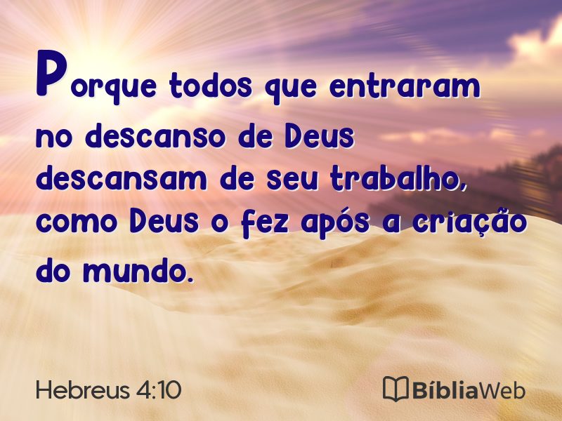 Hebreus 4:10 em imagem para compartilhar