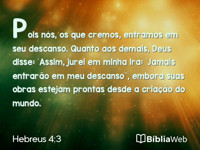 Hebreus 4:3 em imagem para compartilhar