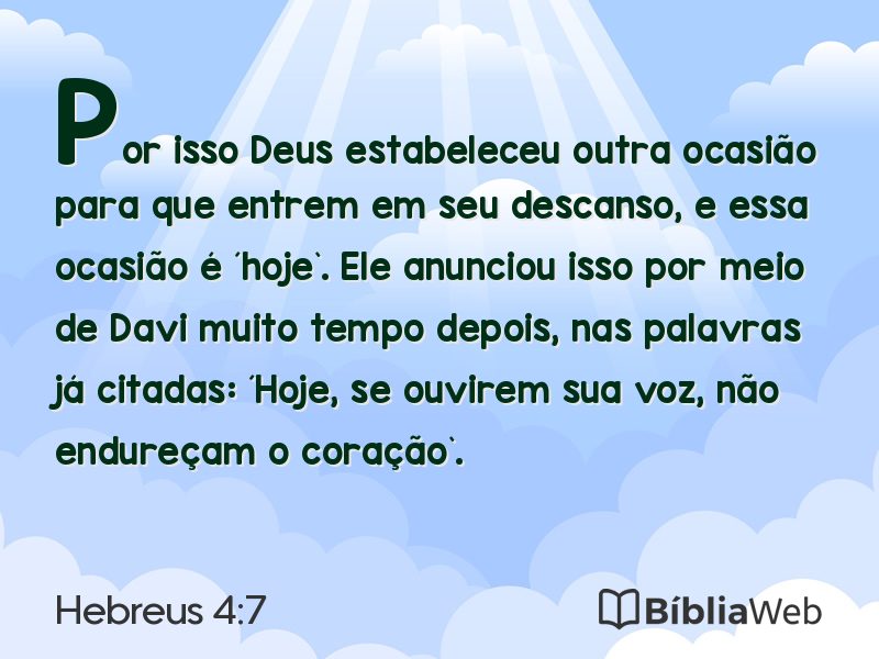 Hebreus 4:7 em imagem para compartilhar