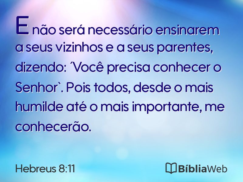 Hebreus 8:11 em imagem para compartilhar