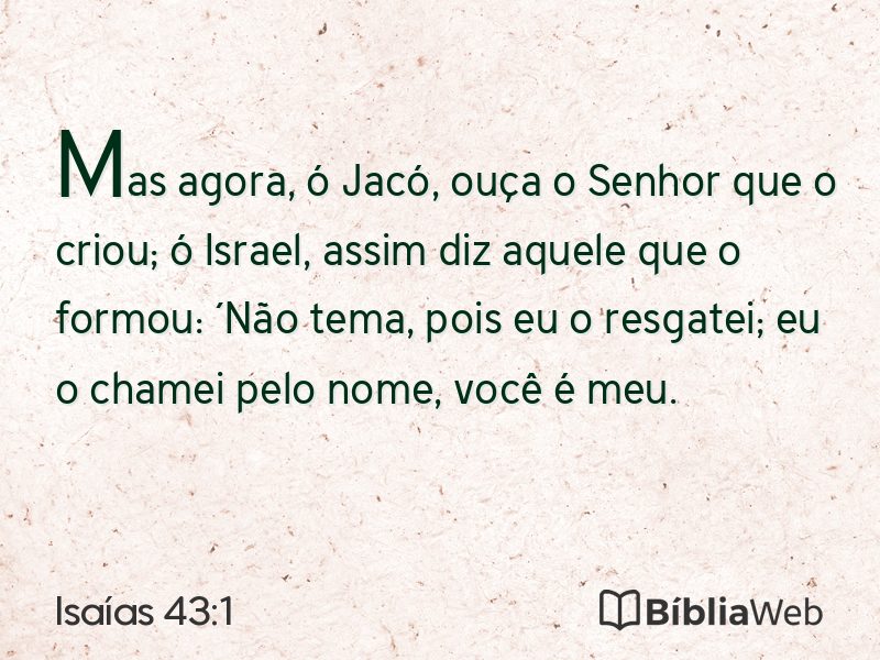 Isaías 43:1 em imagem para compartilhar