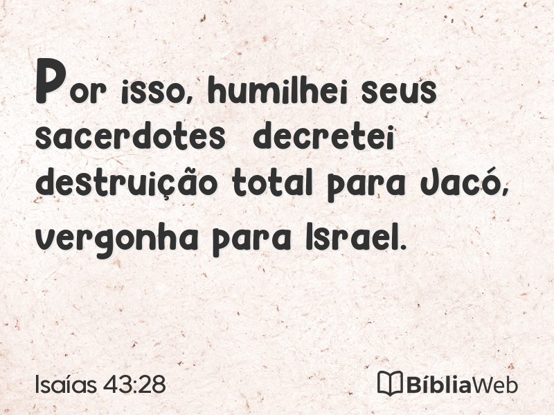 Isaías 43:28 em imagem para compartilhar