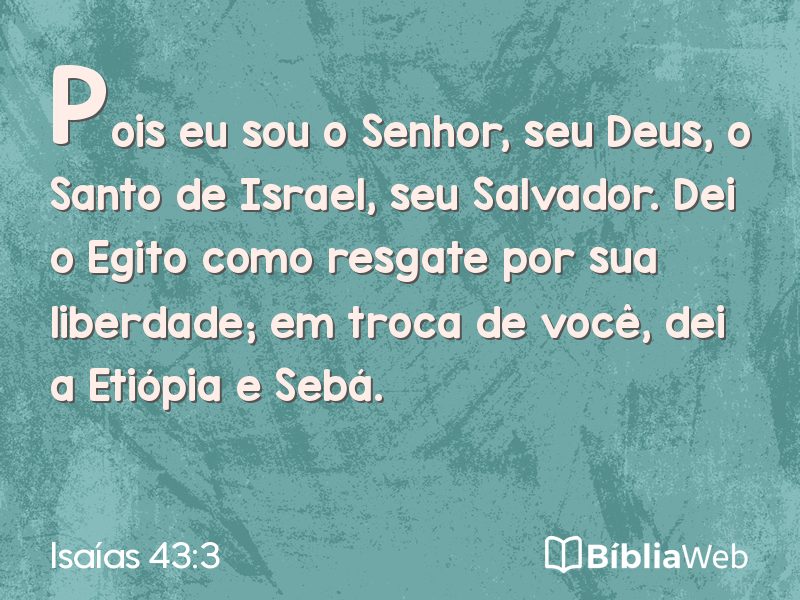 Isaías 43:3 em imagem para compartilhar