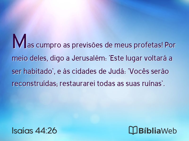 Isaías 44:26 em imagem para compartilhar