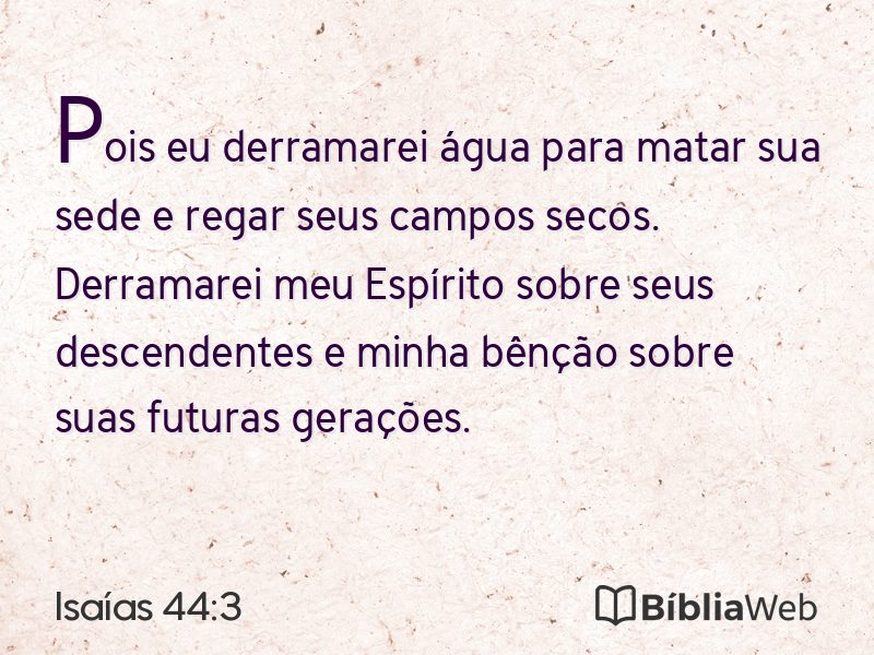 Isaías 44:3 em imagem para compartilhar