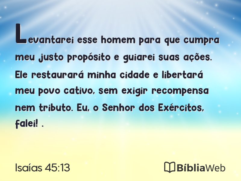 Isaías 45:13 em imagem para compartilhar