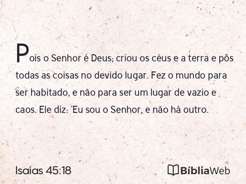 Isaías 45:18 em imagem para compartilhar
