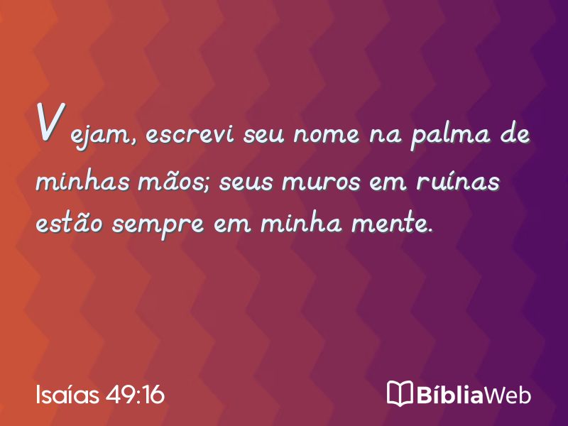 Isaías 49:16 em imagem para compartilhar