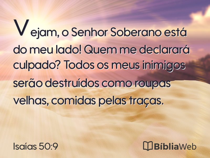 Isaías 50:9 em imagem para compartilhar