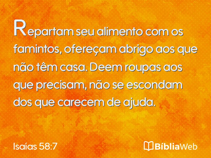 Isaías 58:7 em imagem para compartilhar