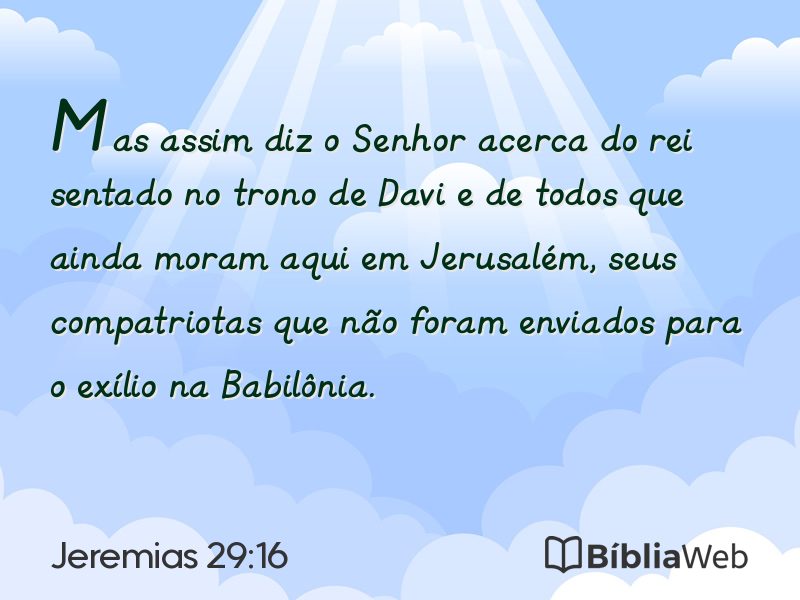 Jeremias 29:16 em imagem para compartilhar