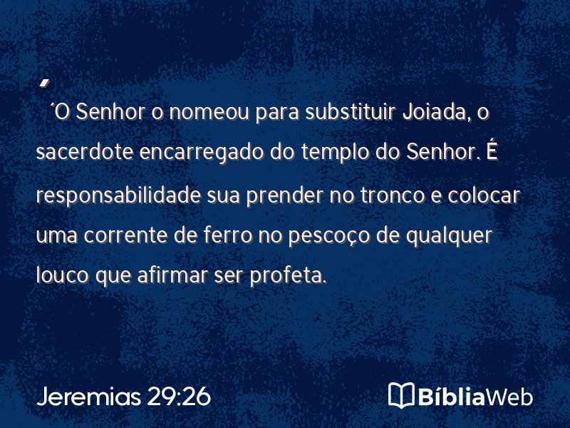Jeremias 29:26 em imagem para compartilhar
