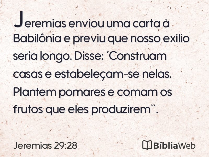 Jeremias 29:28 em imagem para compartilhar