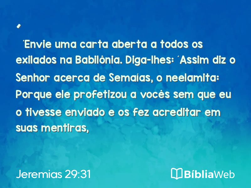 Jeremias 29:31 em imagem para compartilhar