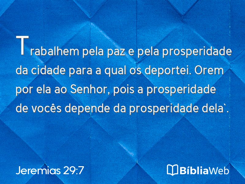 Jeremias 29:7 em imagem para compartilhar