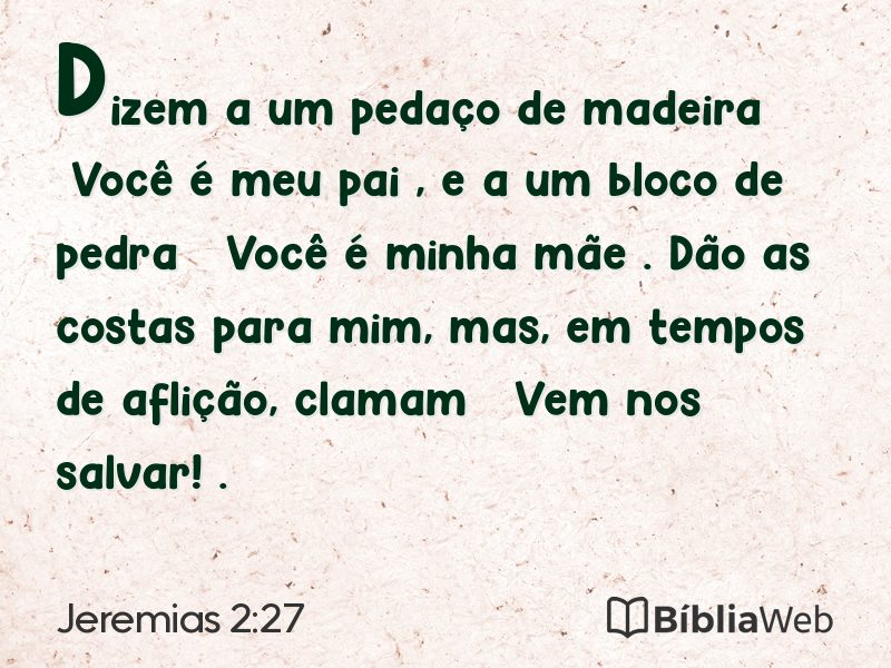 Jeremias 2:27 em imagem para compartilhar
