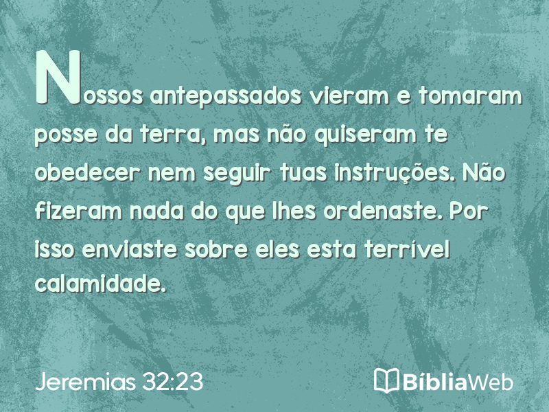 Jeremias 32:23 em imagem para compartilhar
