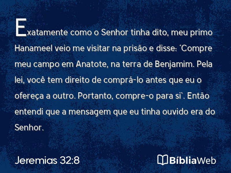 Jeremias 32:8 em imagem para compartilhar