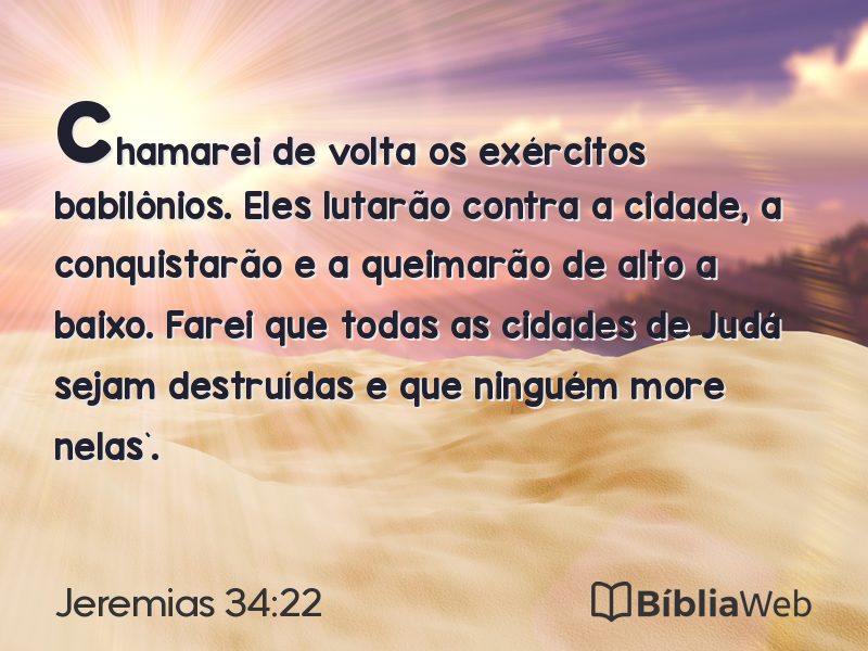Jeremias 34:22 em imagem para compartilhar