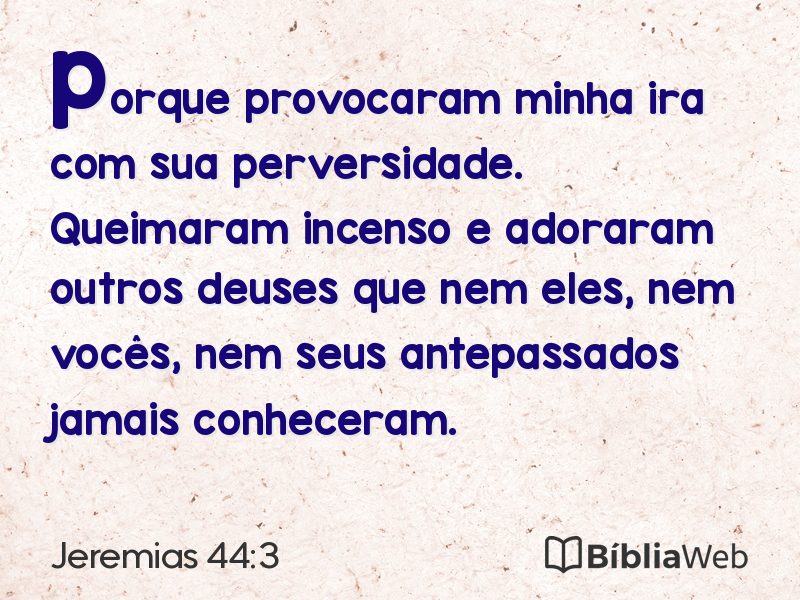 Jeremias 44:3 em imagem para compartilhar
