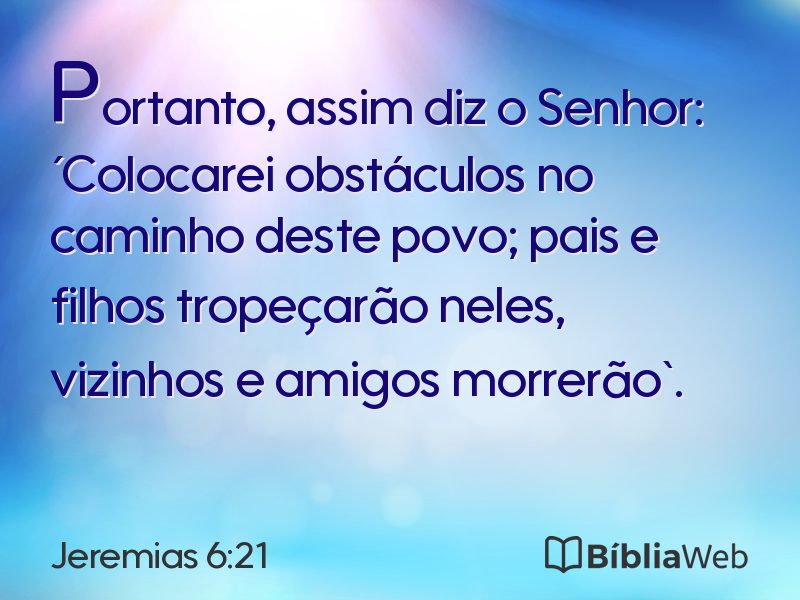 Jeremias 6:21 em imagem para compartilhar