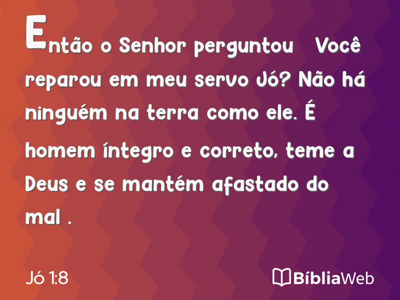 Jó 1:8 em imagem para compartilhar